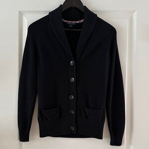 Tommy Hilfiger Black Shawl Collar Button-Up Cardigan, Size Small